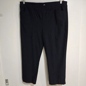 Chico's Size 3 (XL) Inky Blue Rayon Blend Stretch Pull-on Crop Pants 38x22